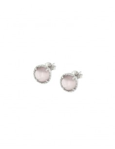 pendientes pequeños plata y cristal rosa