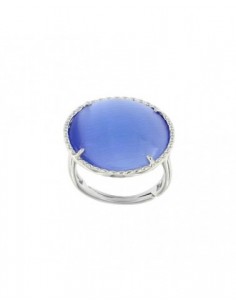 anillo de plata grande y cristal azul