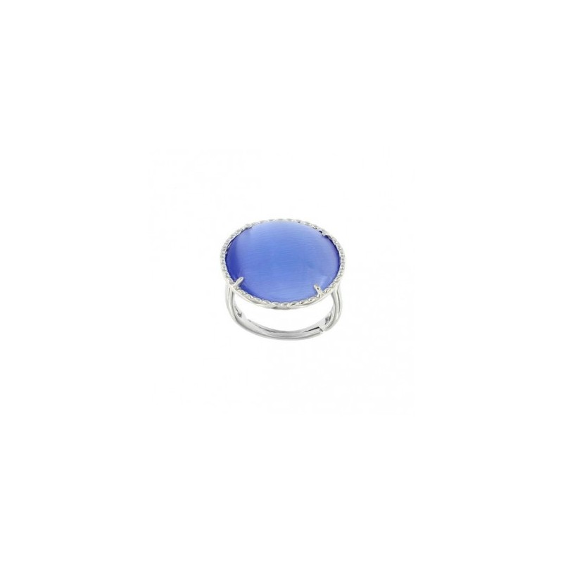 anillo de plata grande y cristal azul